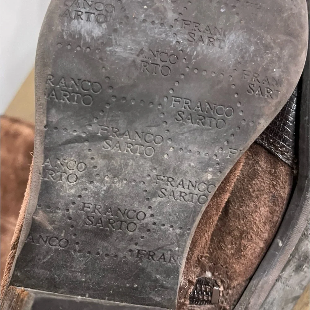 Brown suede and leather Franco Sarto Willow cowboy cowgirl western boots 5.5 - Picture 9 of 10
